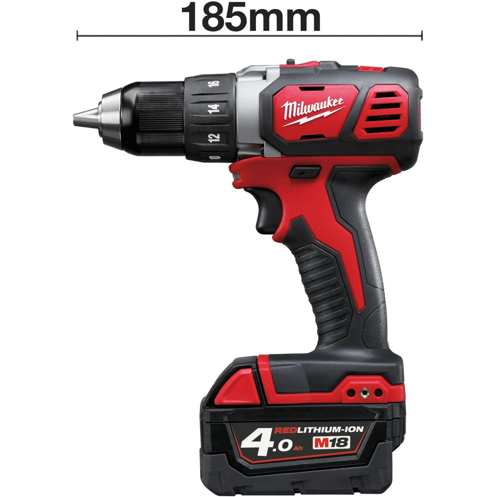 Perceuse visseuse compacte 18V MILWAUKEE avec batteries 4 Ah 60 Nm M18 BDD-402C - 4933443565
