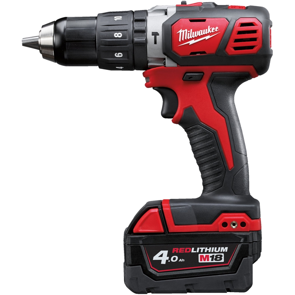 Perceuse à percussion MILWAUKEE sans fil 18 V 2 batteries 4 Ah et chargeur en coffret M18BPD402X - 4933446192