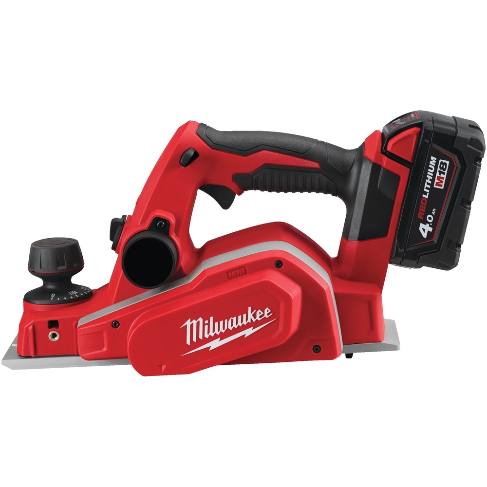 Rabot MILWAUKEE 18V 4,0Ah 82mm livré avec 2 batteries et chargeur en coffret M18 BP-402C - 4933451114