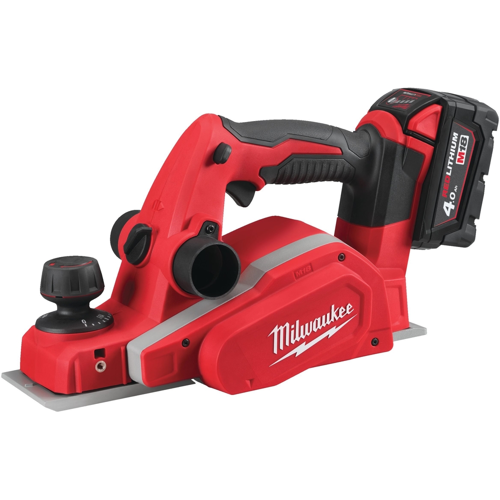 Rabot MILWAUKEE 18V 4,0Ah 82mm livré avec 2 batteries et chargeur en coffret M18 BP-402C - 4933451114