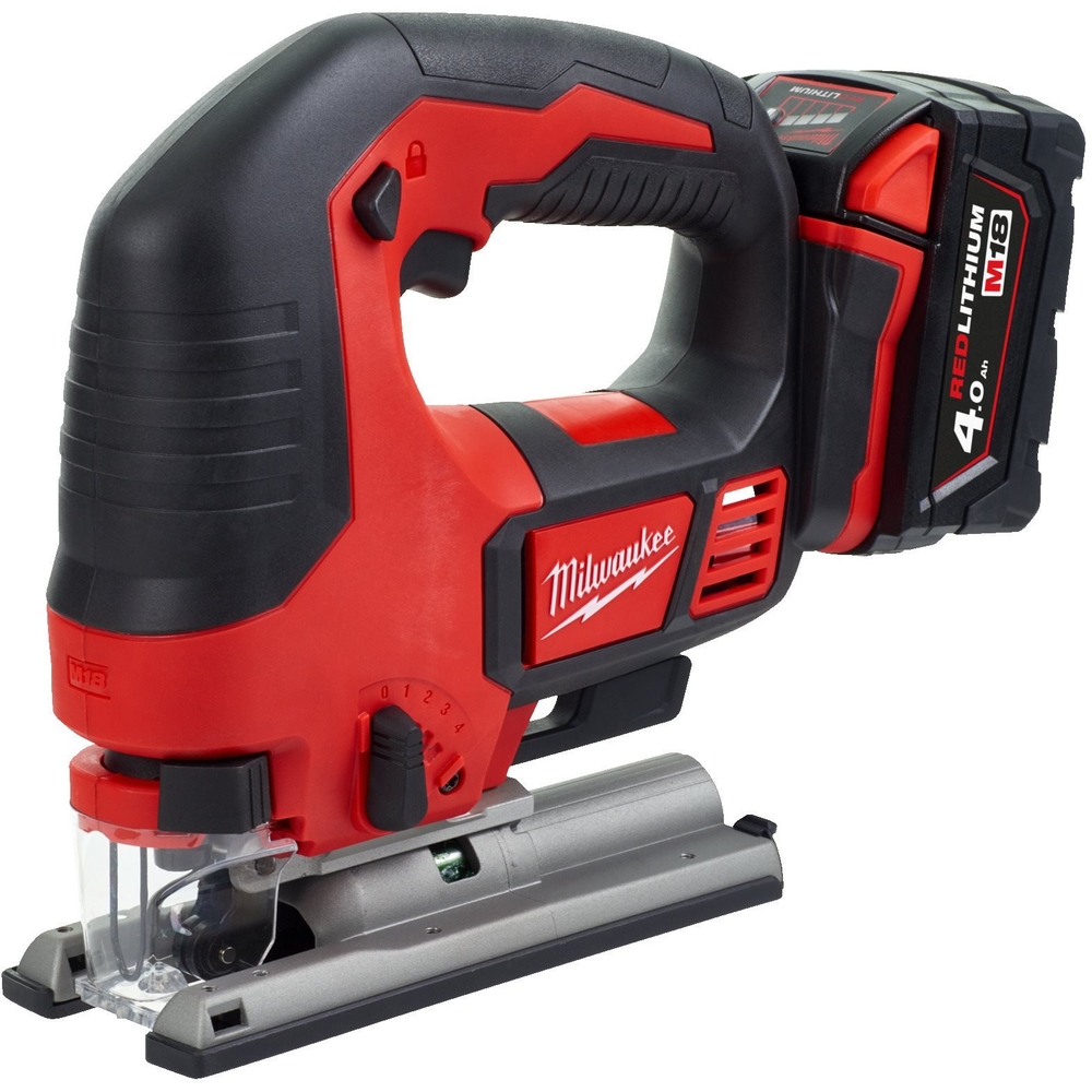 Scie Sauteuse MILWAUKEE 18 V 4 Ah livrée avec deux batteries et chargeur en coffret M18 BJS-402C - 4933451389