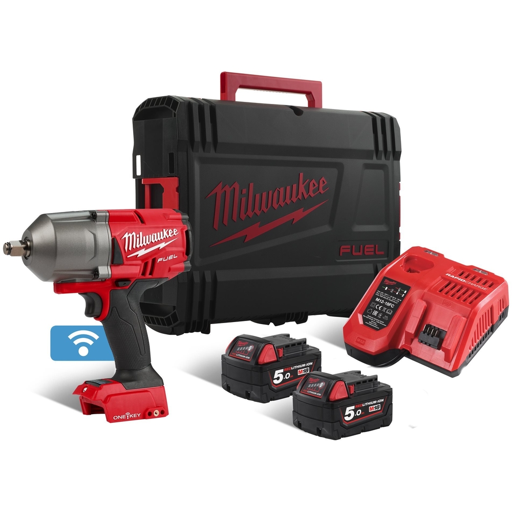 Boulonneuse à chocs carré ½″ MILWAUKEE M18 ONEFHIWF12-502X ONE-KEY O'Ring avec batterie - 4933459727