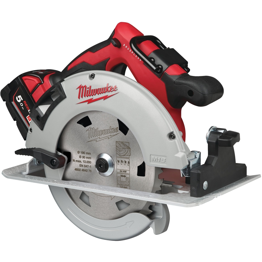 Scie Circulaire MILWAUKEE FUEL 18V 5Ah M18 CS66-502X avec deux batteries - 4933464590