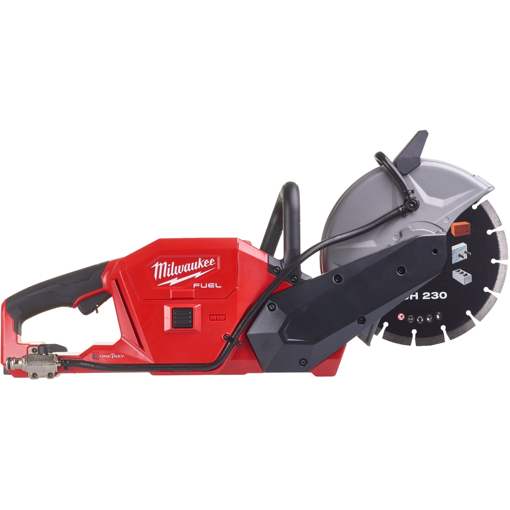 Découpeuse MILWAUKEE FUEL Ø230 mm avec 2 batteries FORGE et pulvérisateur