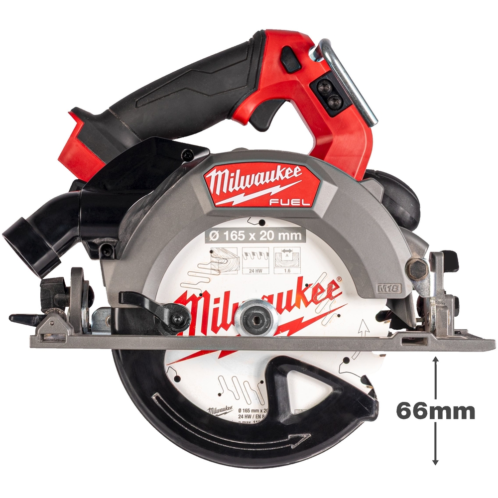 Scie circulaire FUEL 66mm 18V avec adaptateur rail de guidage M18 FCSDC165​-552C MILWAUKEE - 4933499997