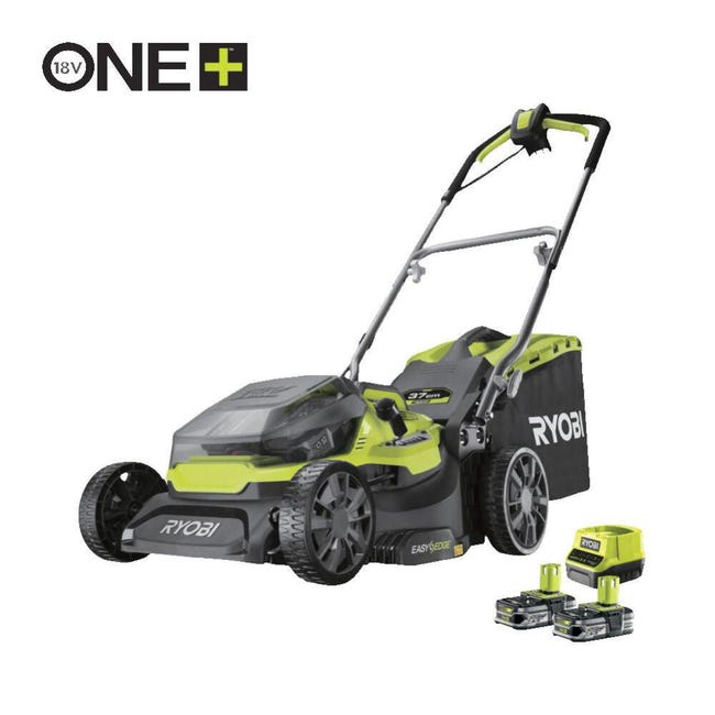 Tondeuse + coupe bordure RYOBI RY18LMH37LT25-250 One+, 2x18V, l.37cm, 2 batteries 5Ah - 5133004717