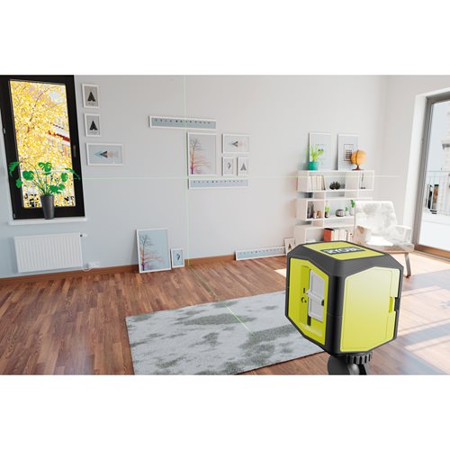 Laser croix vert - portée 15 m - précision +/- 0,5 mm - Livré avec une pince de fixation et 2 piles RYOBI - 5133004864