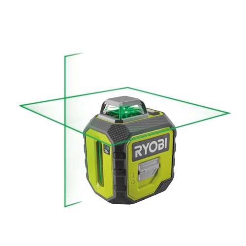 Laser 360° vert - portée 25 m - précision +/- 0,5 mm - Livré avec une pochette et 4 piles RYOBI - 5133005310