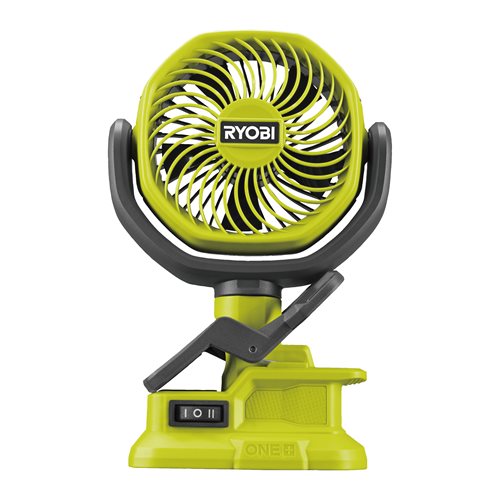 Ventilateur à pince 18V - diamètre 11 cm - tête orientable haut/bas & droite/gauche - 2 vitesses 2 500 - 3 400 tr/min RYOBI - 5133005400