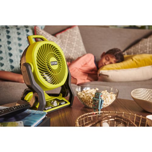 Ventilateur 18V - diamétre 19 cm - tête orientable haut/bas & droite/gauche - 3 vitesses 2100 / 1300 / 700 tr/min RYOBI - 5133005596