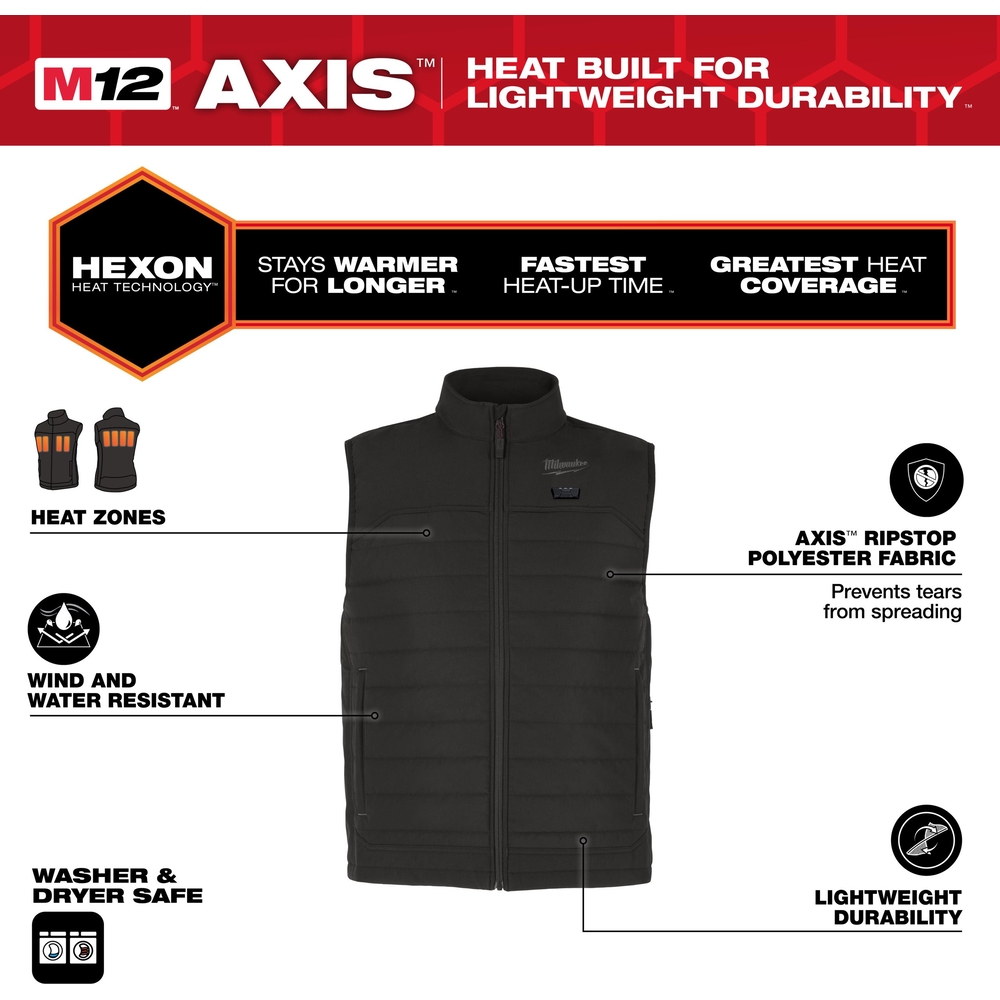 Veste chauffante sans manche M12 noire MILWAUKEE - HPVBL3-0