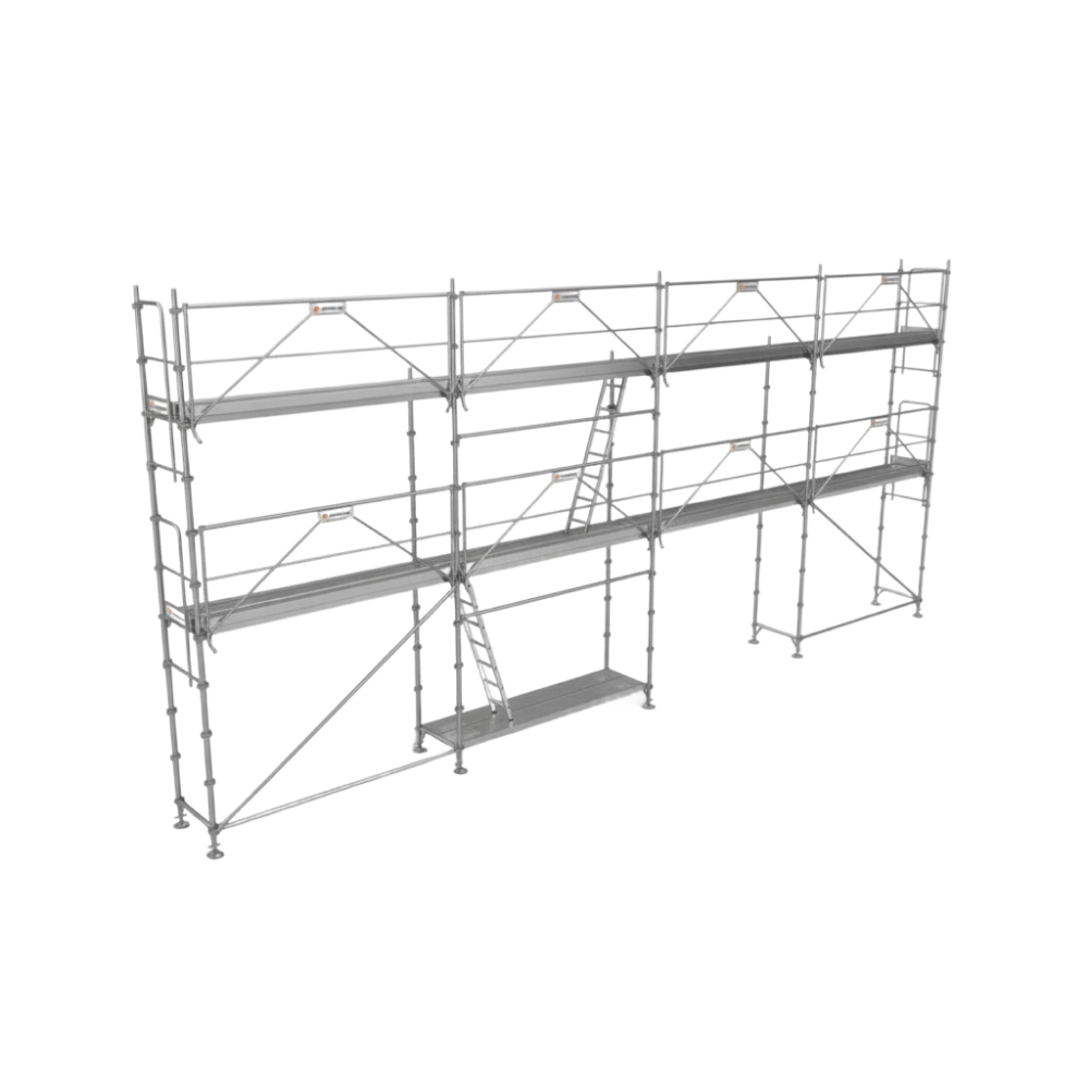 Échafaudage POLYPACK 80m² R200 + planchers alu/bois R08 + garde-corps Fusio TUBESCA COMABI - 0P000993