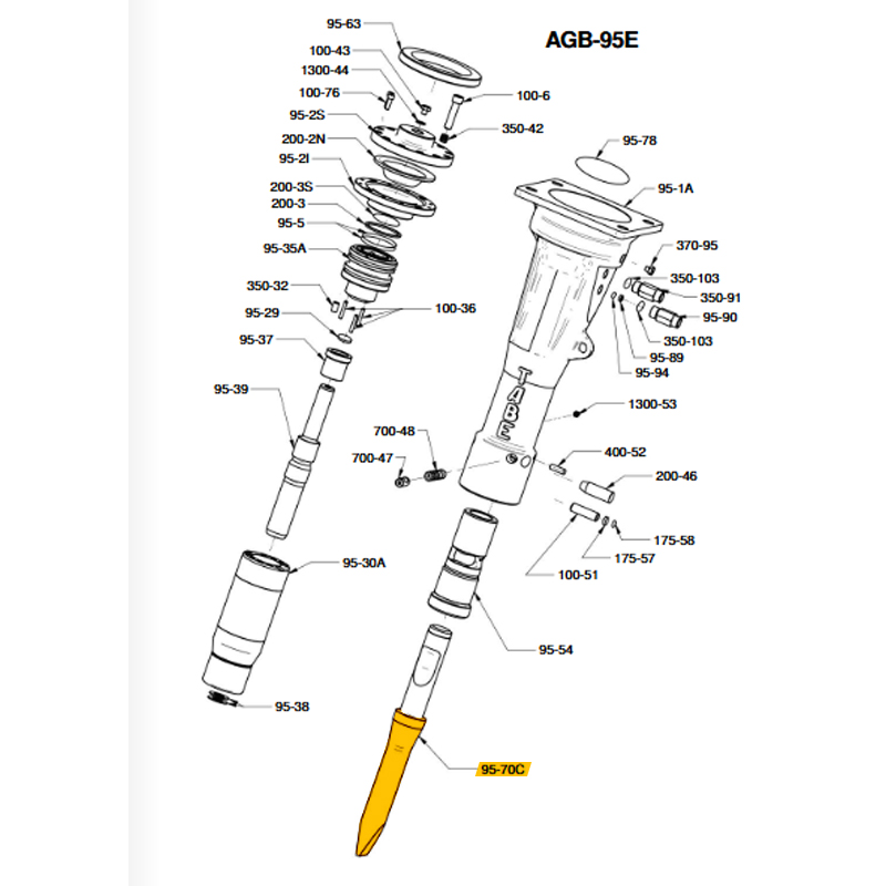 Pointe burin pour BRH 520 mm Ø50mm - 9570C