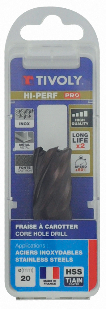 Fraise à carotter HSS revêtement TiAlN - Série longue - Weldon TIVOLY - 10370114900