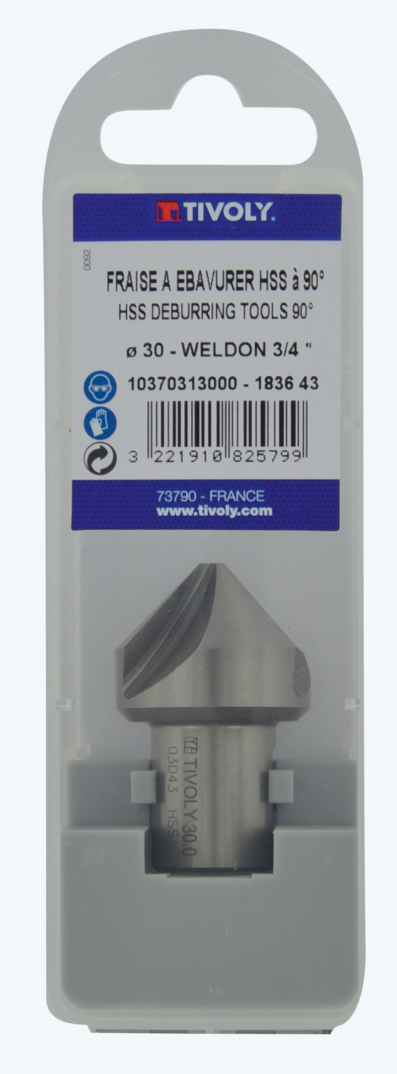 Fraise à ébavurer HSS à 90° Weldon (Tube brochable) TIVOLY - 10370314000
