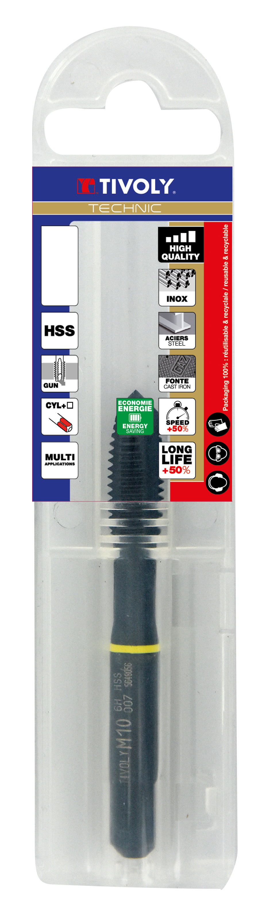 Taraud machine Multi-applications HSS -traité STEAM -M MF -ISO529 -6H -Forme B -Conicité arrière / Ø: 6 X 1 TIVOLY - 1050074060100