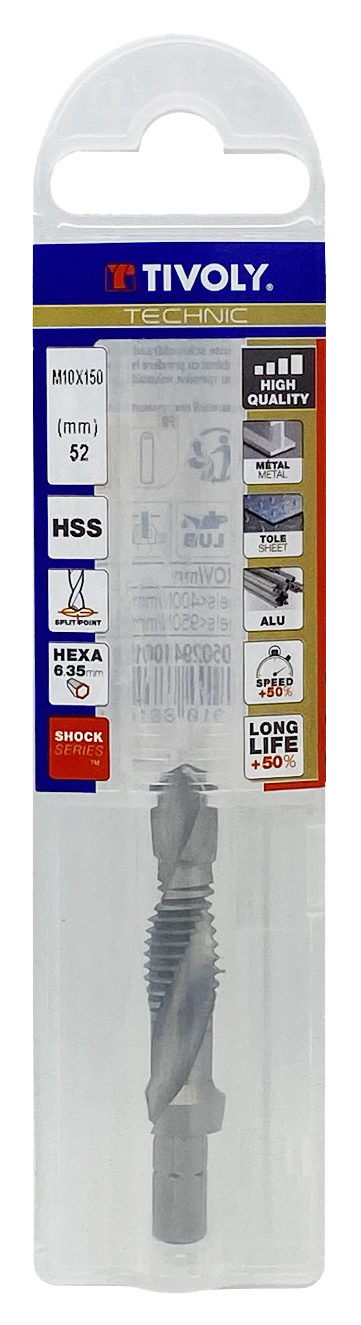 Foret Taraudeur Fraisureur machine Standard HSS -M -Tivoly Norm -Entrée droite -Queue hexagonale. / Ø: 8 X 1.25 TIVOLY - 1050294080125