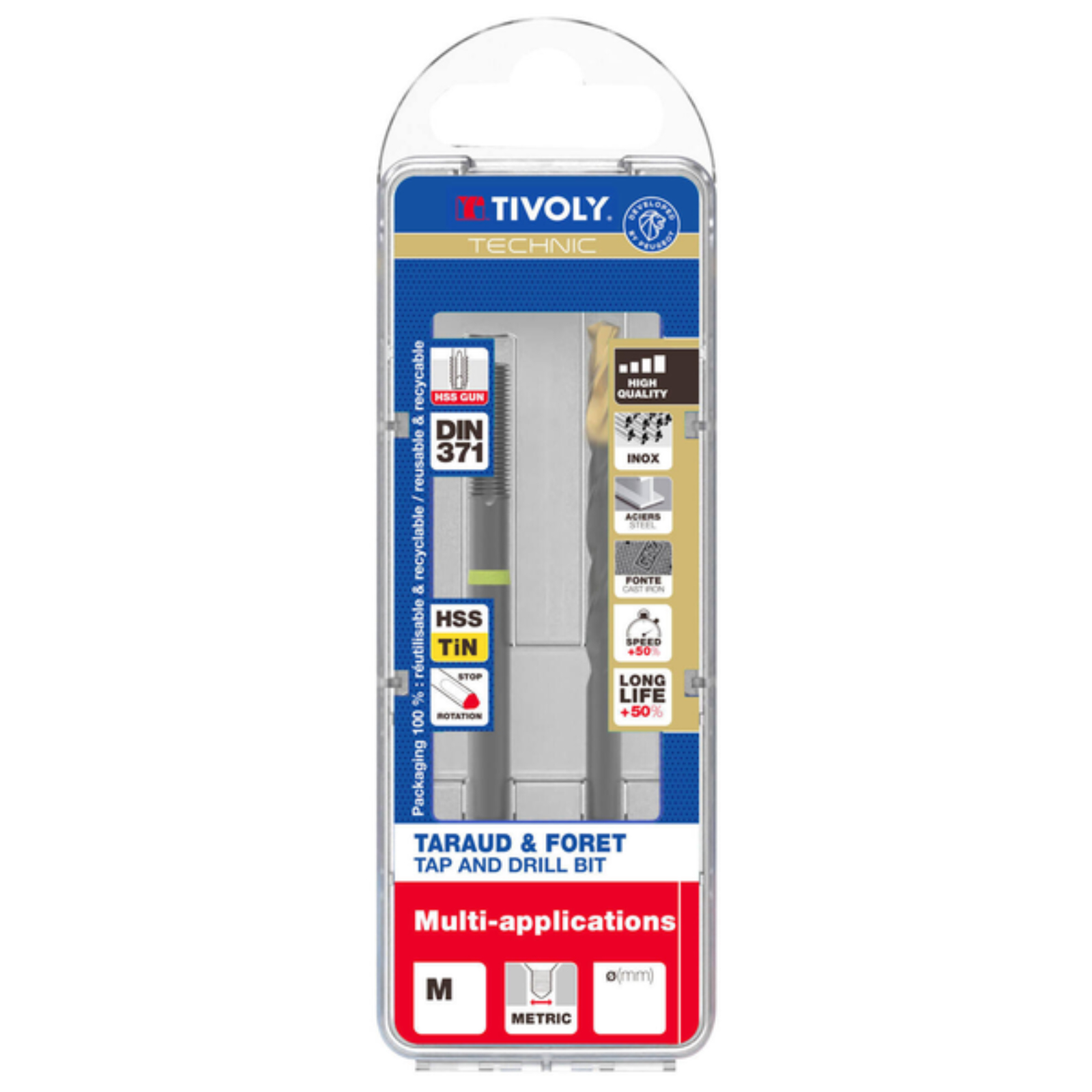 Jeu de 2 Tarauds M3 x 0,5 TIVOLY 1050412030050