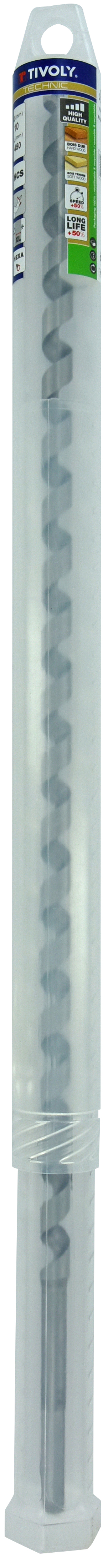 Foret bois spirale unique L450mm -Queue hexagonale / L: 450 Ø: 10 TIVOLY - 10800241000