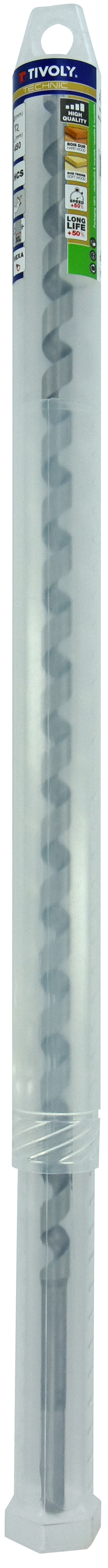 Foret bois spirale unique L450mm -Queue hexagonale / L: 450 Ø: 12 TIVOLY - 10800241200