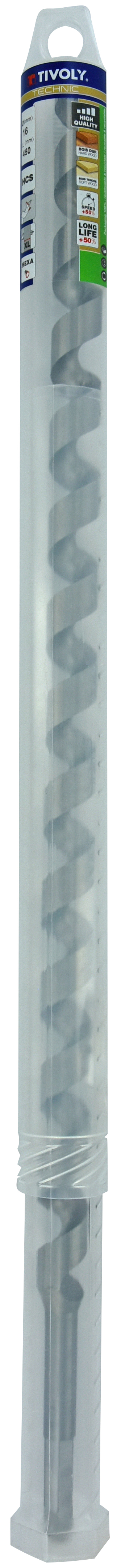 Foret bois spirale unique L450mm -Queue hexagonale / L: 450 Ø: 16 TIVOLY - 10800241600