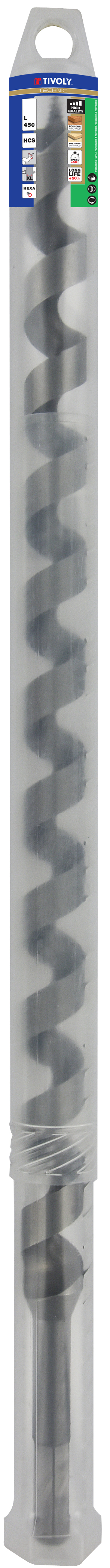 Foret bois spirale unique L450mm -Queue hexagonale / L: 450 Ø: 18 TIVOLY - 10800241800