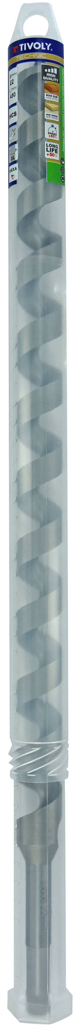 Foret bois spirale unique L450mm -Queue hexagonale / L: 450 Ø: 22 TIVOLY - 10800242200