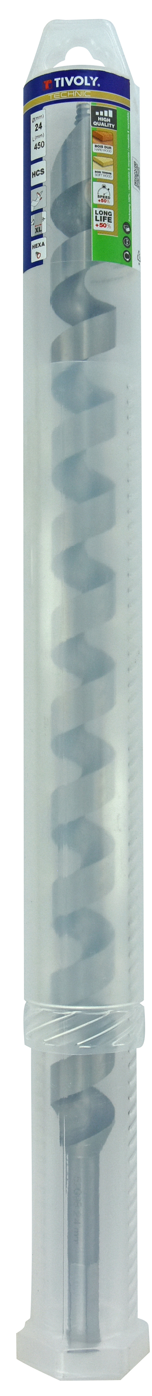 Foret bois spirale unique L450mm -Queue hexagonale / L: 450 Ø: 24 TIVOLY - 10800242400