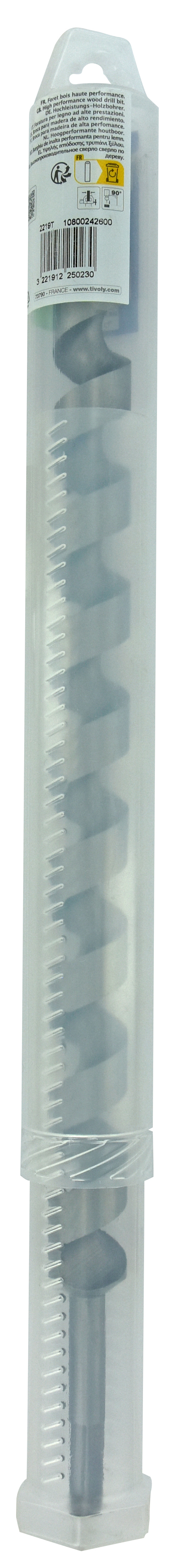 Foret bois spirale unique L450mm -Queue hexagonale / L: 450 Ø: 26 TIVOLY - 10800242600