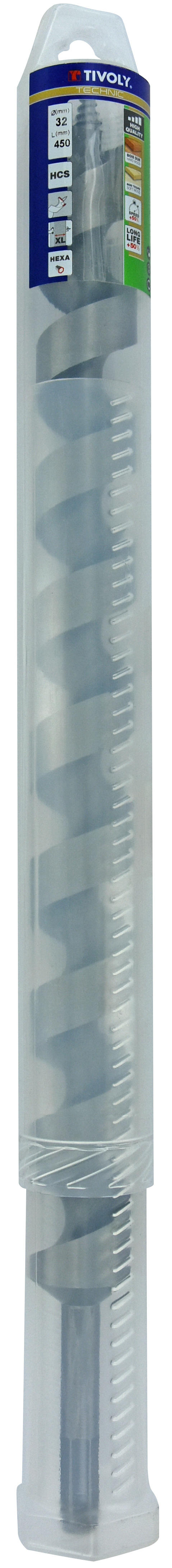 Foret bois spirale unique L450mm -Queue hexagonale / L: 450 Ø: 32 TIVOLY - 10800243200