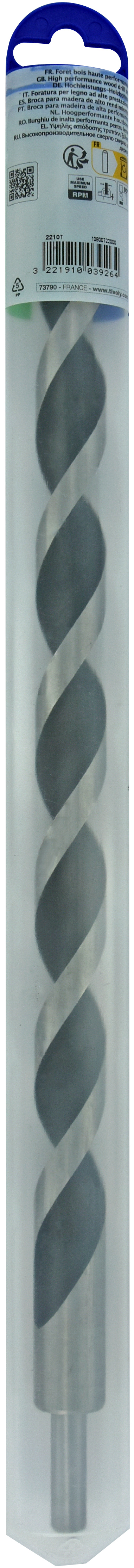 Foret bois 3 pointes L400mm -Queue cylindrique (Blister) / L: 400 Ø: 20 TIVOLY - 10800722000