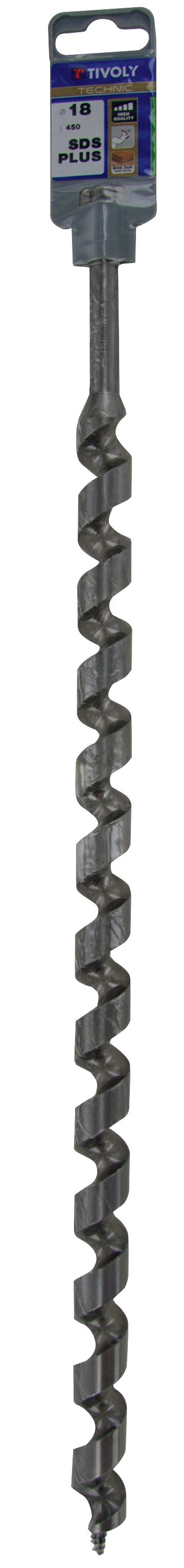 Foret bois spirale unique L450mm -SDS+ (Clip SDS brochable) / L: 450 Ø: 18 TIVOLY - 10801831800