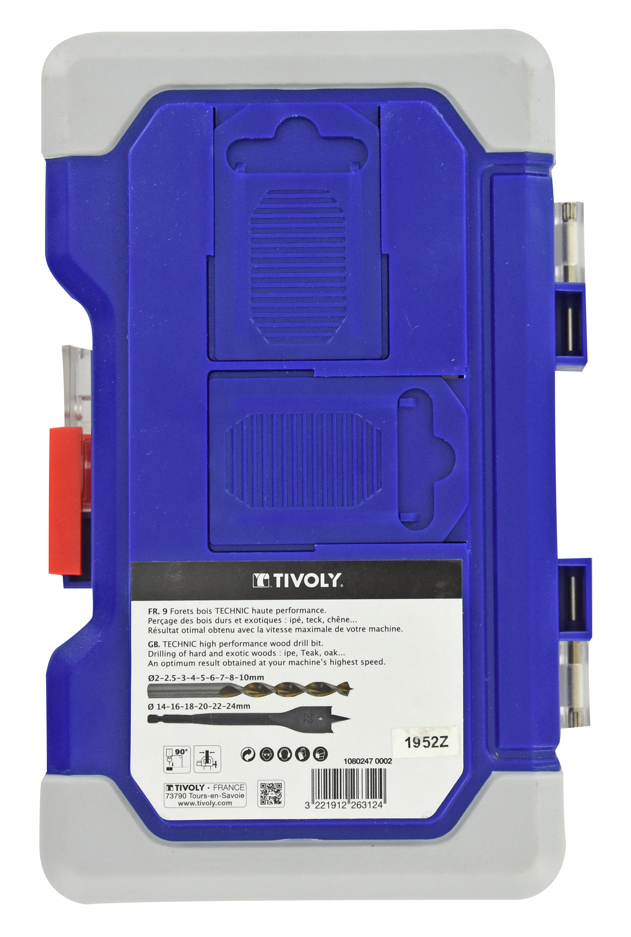 15 pièces -9 forets bois HSS speed point Ø 2 à 10mm + 6 mèches bois plates Ø 14 à 24mm TIVOLY - 10802470002