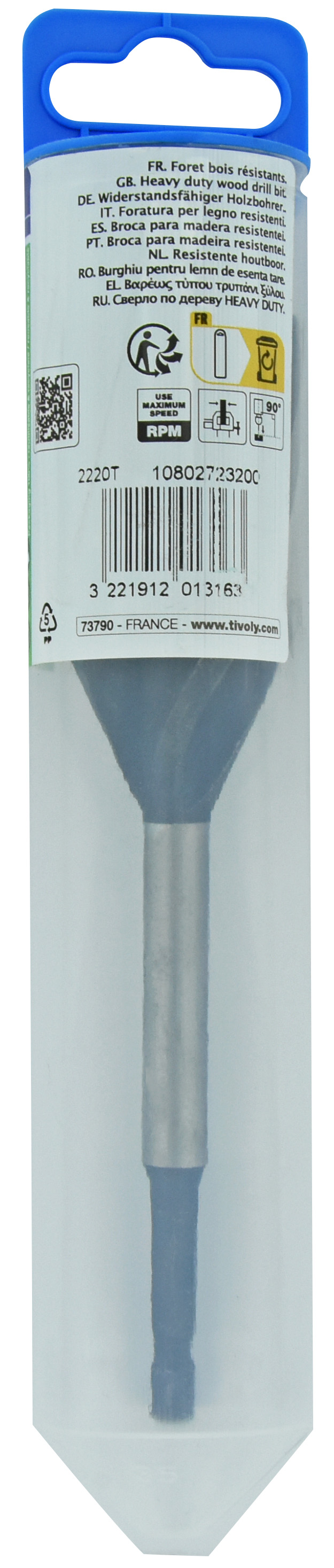 Foret bois 4 taillants -Queue hexagonale (Blister) / L: 165 Ø: 32 TIVOLY - 10802723200