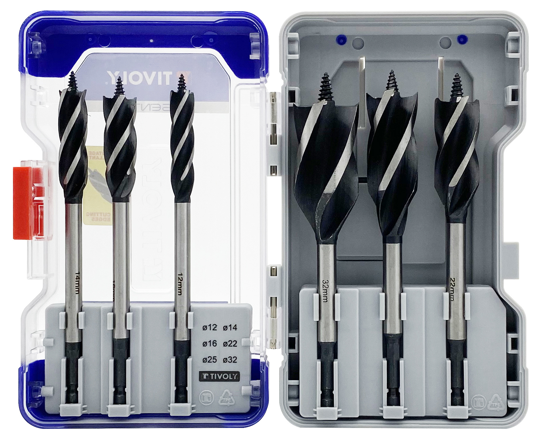 6 forets bois 4 taillants queue hexagonale Ø 12 à 32mm TIVOLY - 10802770001