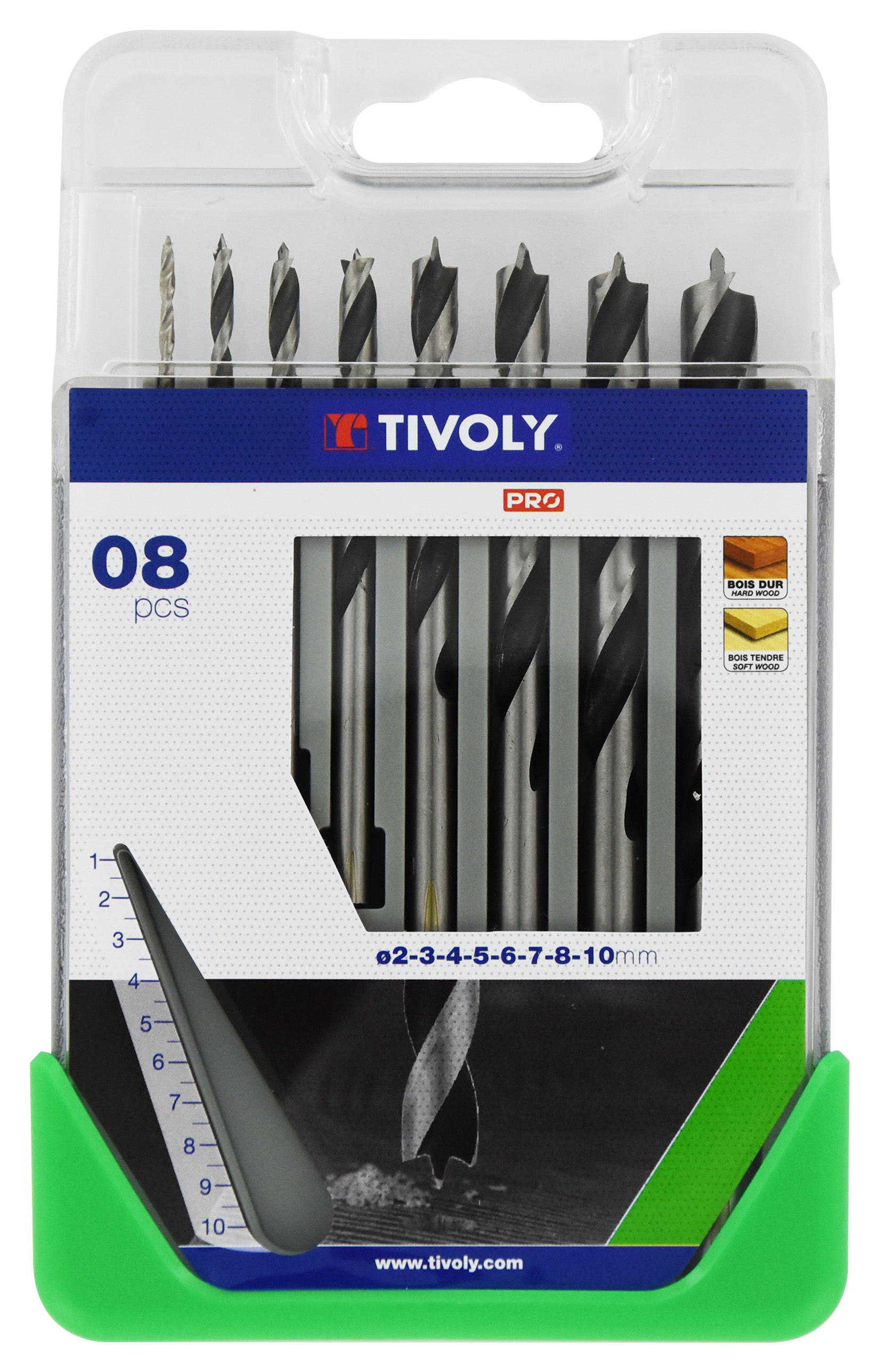 8 forets bois 3 pointes Ø 2 à 10mm TIVOLY - 10804170004