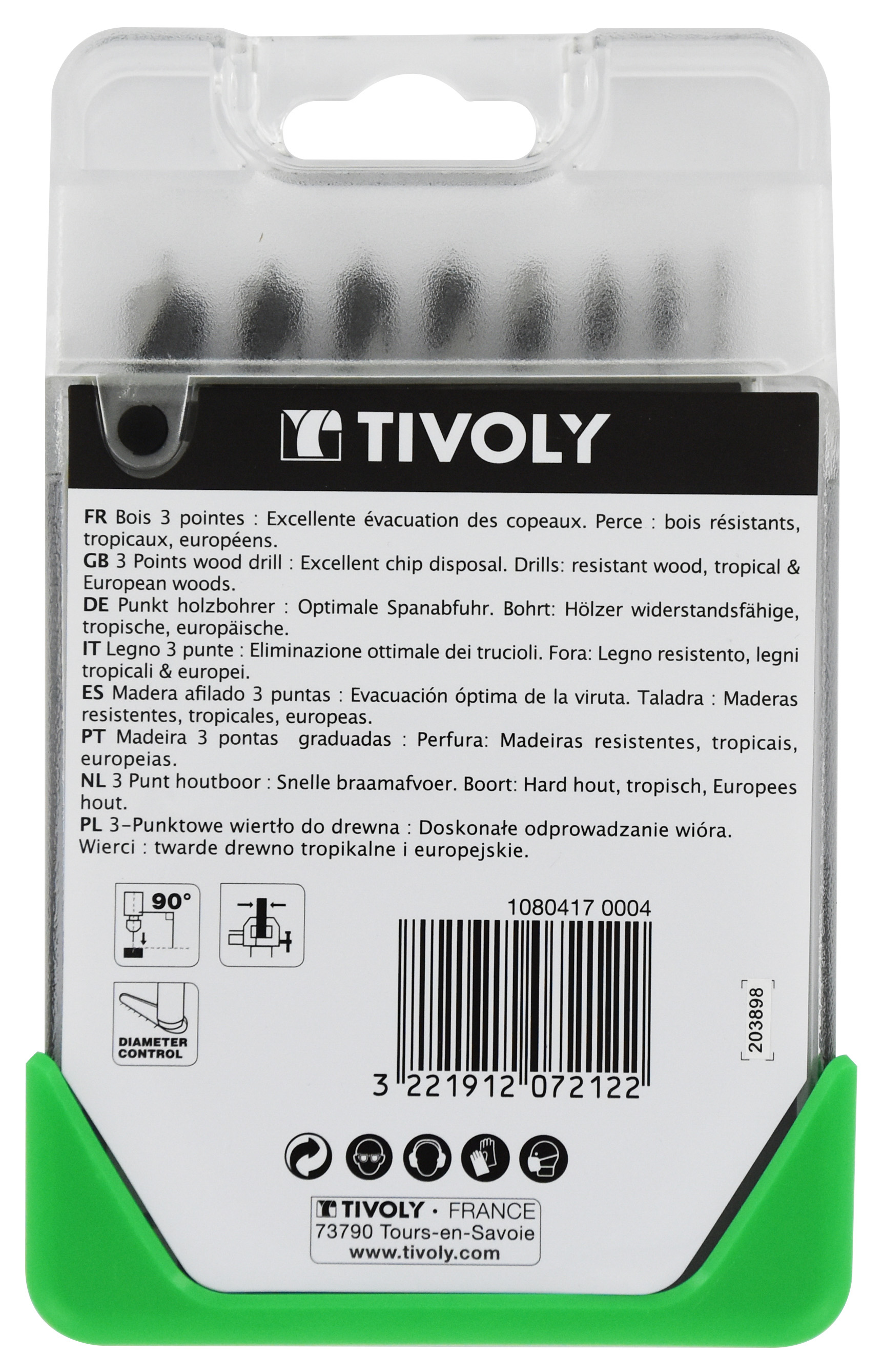 8 forets bois 3 pointes Ø 2 à 10mm TIVOLY - 10804170004