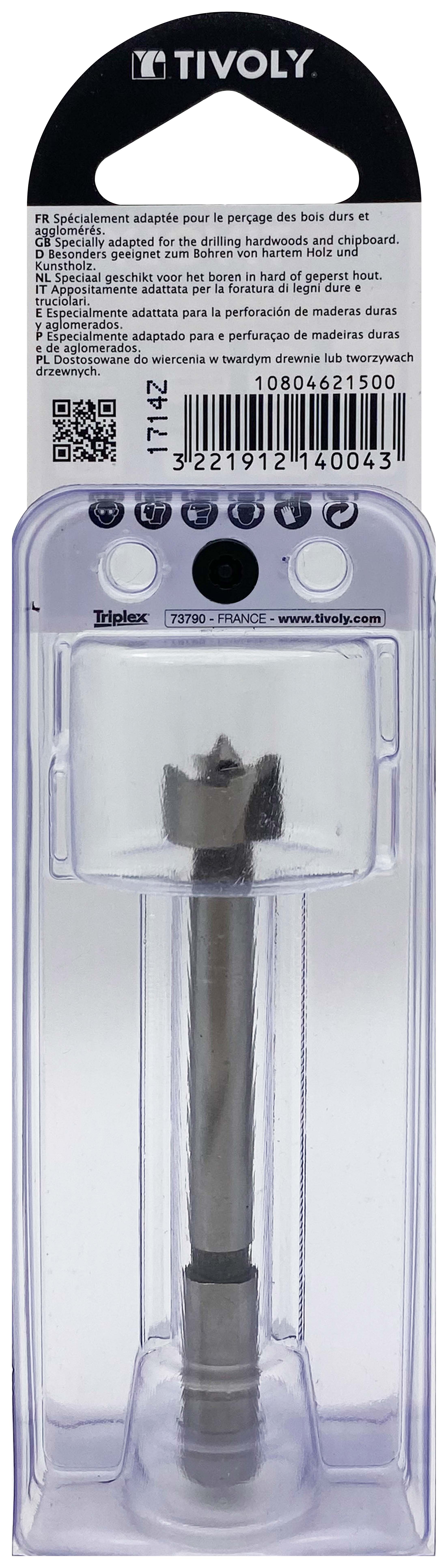 Mèche à façonner Forstner (Blister) / L: 90 Ø: 15 TIVOLY - 10804621500