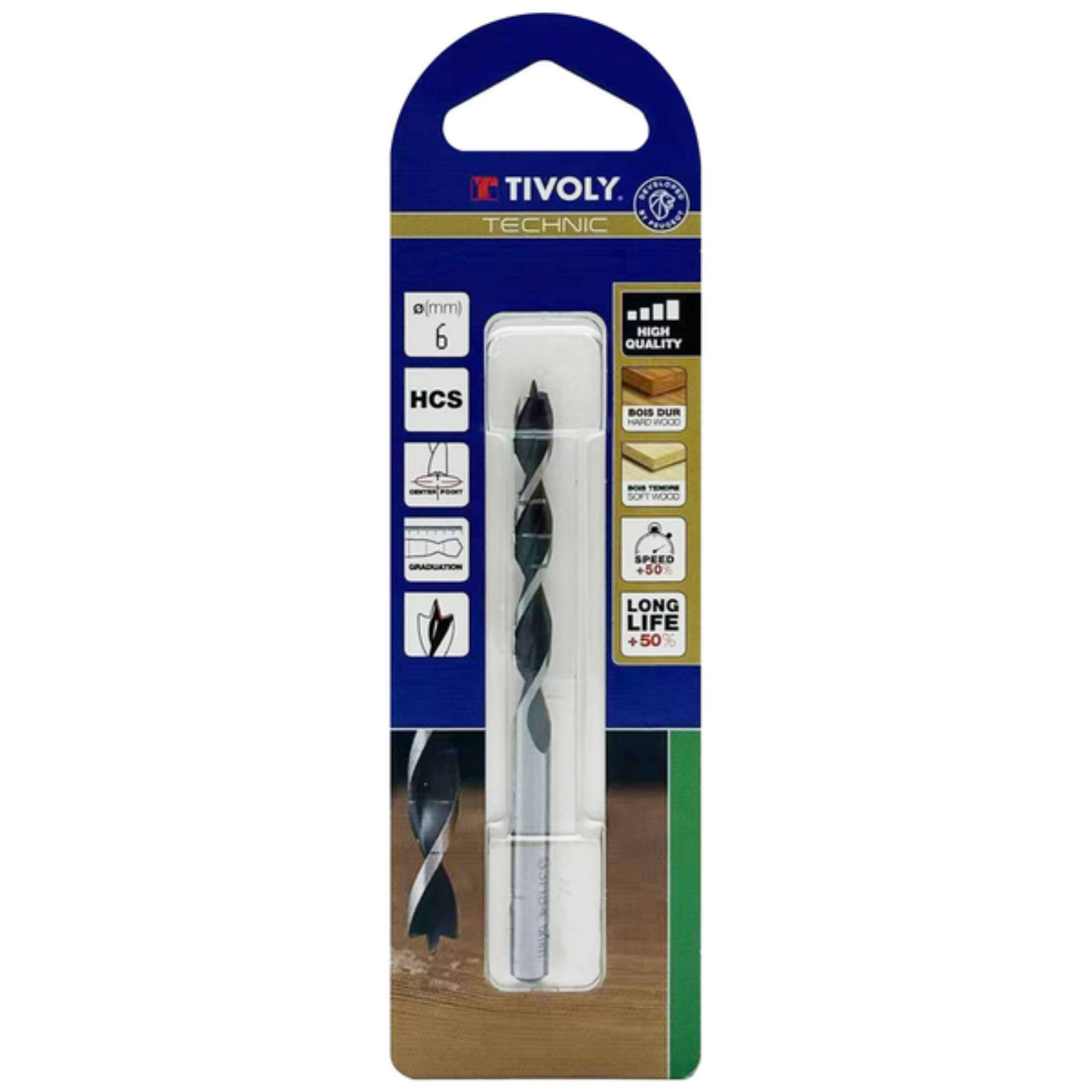 Foret bois 3 pointes queue cylindrique gradué SLR TIVOLY 10863820250