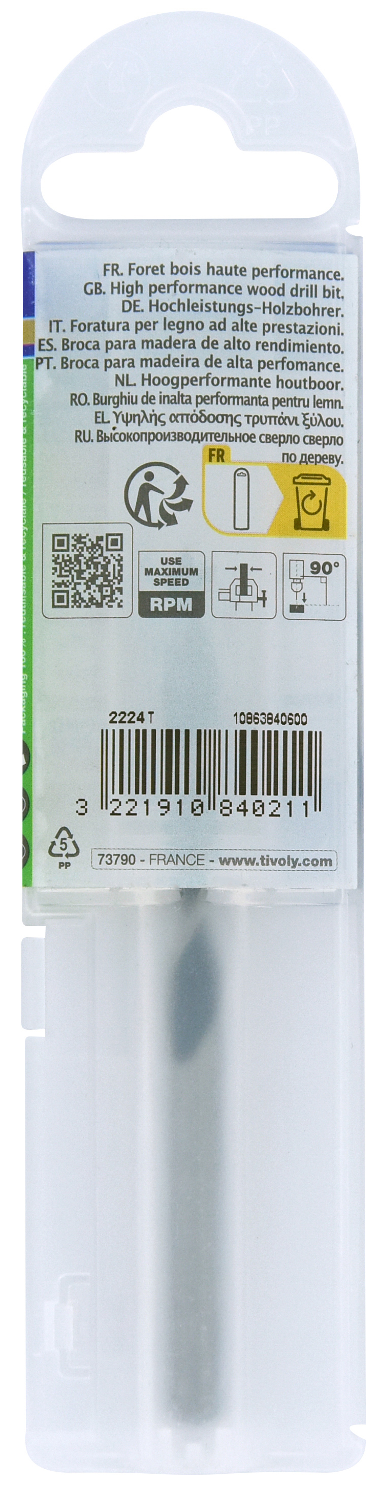 Foret bois 3 pointes -Queue cylindrique -Gradué SLR / L: 93 Ø: 6 TIVOLY - 10863840600