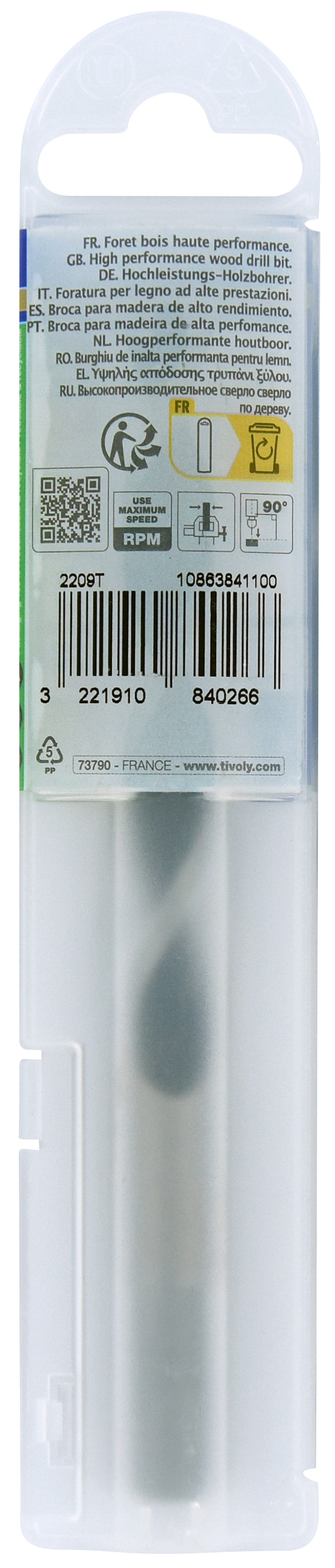 Foret bois 3 pointes -Queue cylindrique -Gradué SLR / L: 142 Ø: 11 TIVOLY - 10863841100