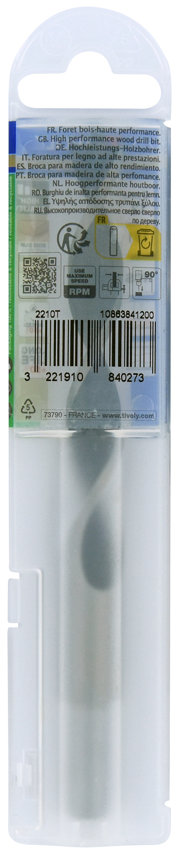 Foret bois 3 pointes -Queue cylindrique -Gradué SLR / L: 151 Ø: 12 TIVOLY - 10863841200