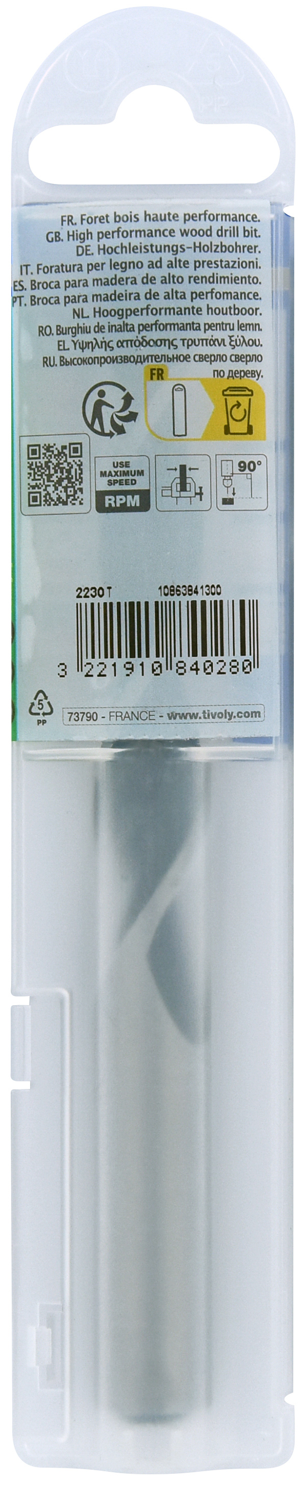 Foret bois 3 pointes -Queue cylindrique -Gradué SLR / L: 151 Ø: 13 TIVOLY - 10863841300