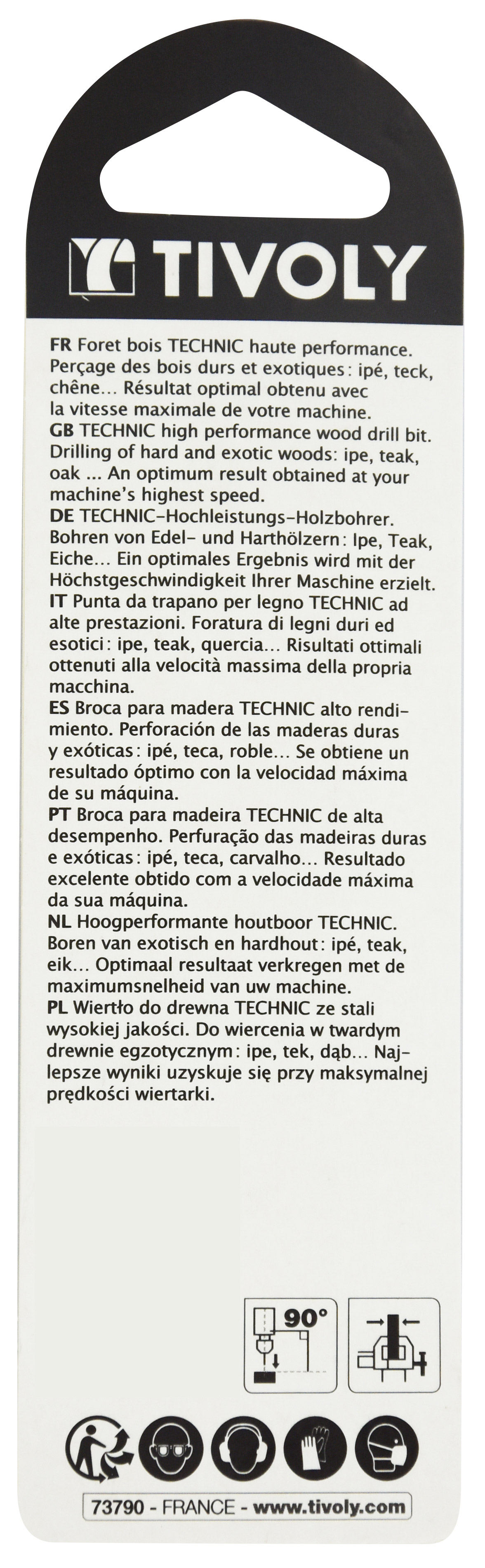 Foret bois HSS -Affûtage Speed point -Queue à 3 méplats Gradué SLR / L: 49 Ø: 2.5 TIVOLY - 10864020250