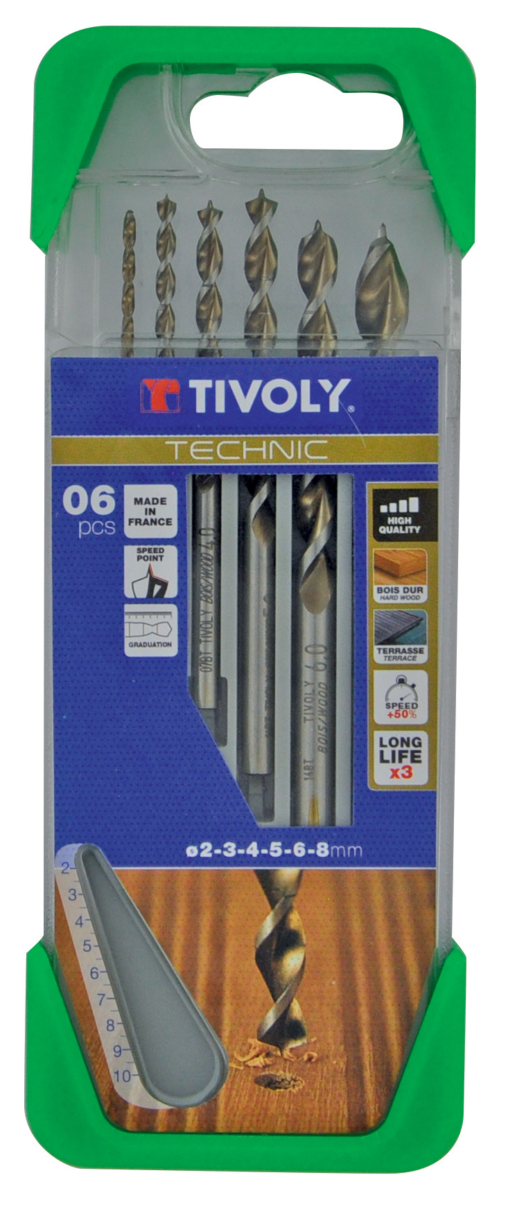 6 forets bois speed point Ø 2 à 8mm TIVOLY - 10864070002