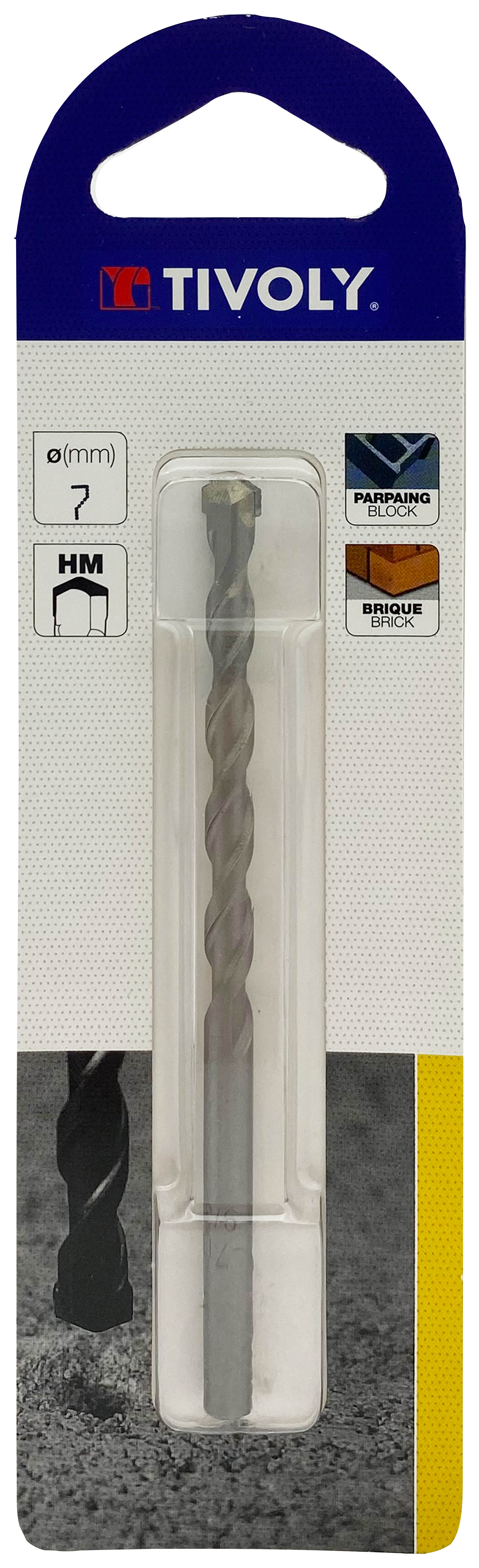 Foret bétons -Queue cylindrique (Blister) / L: 100 Ø: 7 TIVOLY - 10900220700