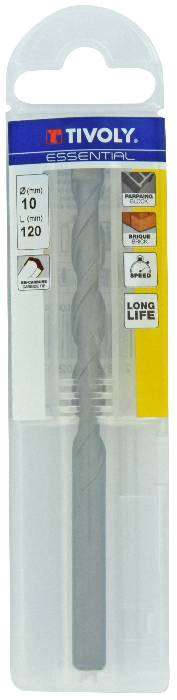 Foret bétons -Queue cylindrique (Etui plastique) / L: 120 Ø: 10 TIVOLY - 10900241000