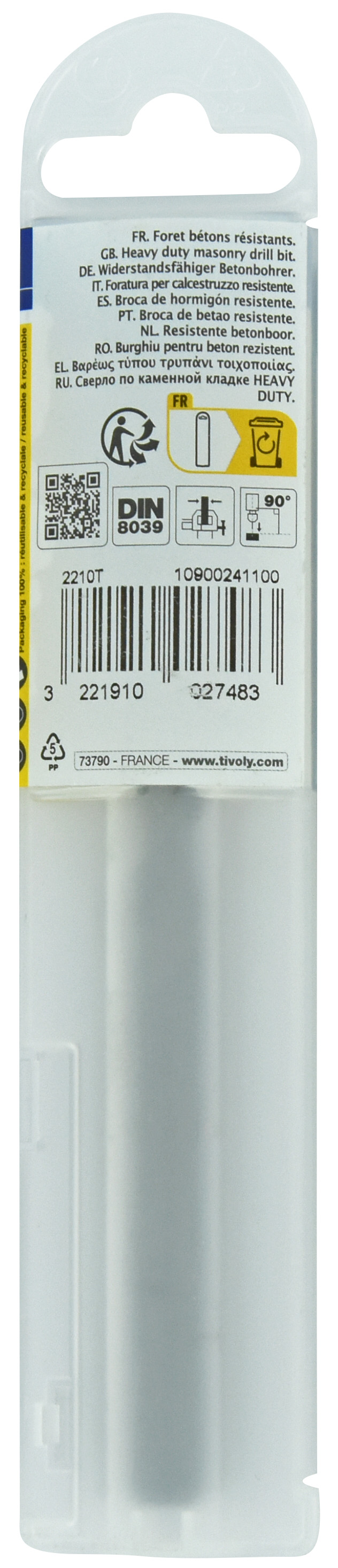 Foret bétons -Queue cylindrique (Etui plastique) / L: 150 Ø: 11 TIVOLY - 10900241100