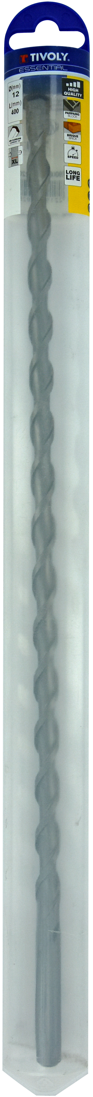 Foret bétons L400mm -Queue cylindrique (Blister) / L: 400 Ø: 12 TIVOLY - 10900821200