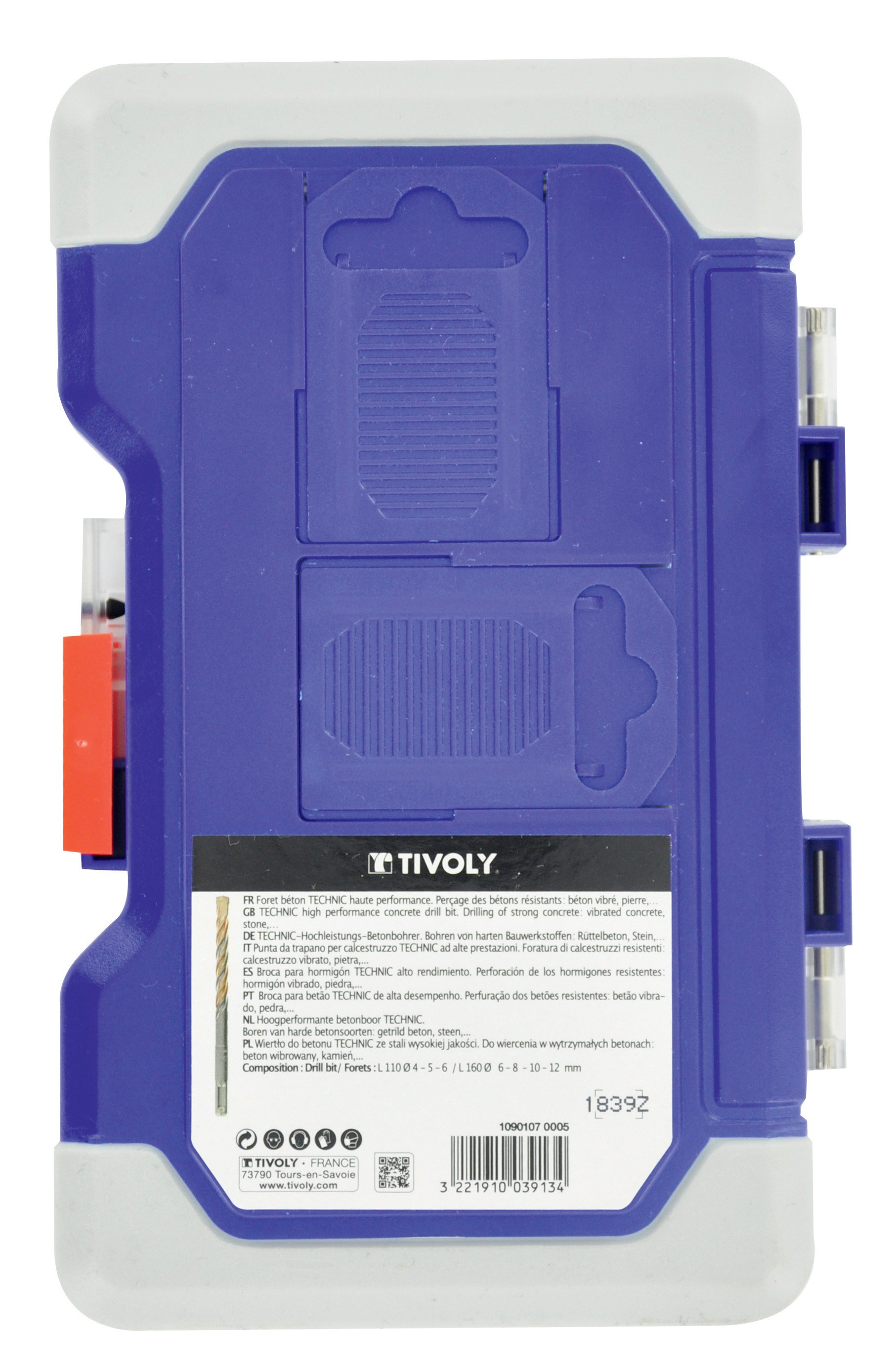 7 forets SPEEDER2 SDS+ 2 taillants quadruple goujures pointe de centrage L 110- 160mm Ø 4 à 12mm TIVOLY - 10901070005